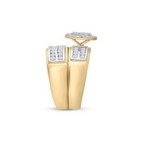 Čvrsta 14K žuto zlato i njezina okrugla dijamantski pasijans koji odgovara par tri prstena za brisanje prstena za angažman prsten za vjenčani vendri postavljeni CT. -