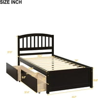 Harper & Bright Dizajn Twin krevetni okvir sa ladicama Dječja platforma Twin krevet sa skladištem od punog drveta Ne treba biti potreban PA proljeće)