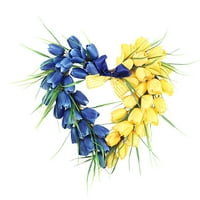 Vrijeme i Tru Ukrajina Plavi i žuti cvjetovi vijenac za proljetne proljeće u prednjim vratima Ljeto
