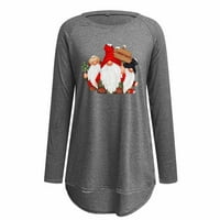 TKLpehg Womens Božićni T košulje Božićni uzorak Ispis Crewneck Tuničke košulje Lagane casual Jesen Zima
