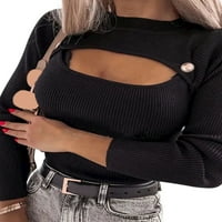 Ženska seksi prsa izdužena van dvostruke majice za dugih rukava s dugim rukavima