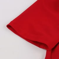 Yuwull Spring Haljine za žene Sun Haljine Žene Ljeto Ležerne prilike Ženski kratki rukav V- izrez Retro visoka dizajnu struka Haljina crvene zabavne haljine na klirensu