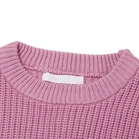 Bayell Baby Girls džemper dojenčad za dijete pleteni pulover Top topla čvrsta rukavska odjeća tamno ružičasta 18m-7y