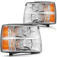 Montaža prednja svjetla Kromirana kućišta Amber reflektor Clear objektiv za Chevrolet Silverado 2007-