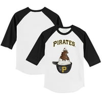 Toddler Tiny Turpap Bijeli crni Pittsburgh Pirates Sundae Helmet 3 4 rukava Raglan majica