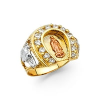 Jewels 14k žuta bijela i ruža Three Color Gold Kubični cirkonijski CZ Muški prsten veličine 12