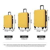 Prtljag seče ABS lagani kofer sa dvije kuke, kotačima za centriranje, TSA brave ,, žuta