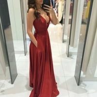 PXiakgy V-izrez bez rukava moda casual ženska haljina za ženska haljina ženska haljina crvena + xl