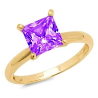 CT briljantna princeza Clear Simulirani dijamant 18k žuti zlatni pasijans prsten sz 7.25