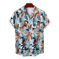 Havajske majice za muškarce kratki rukav ležerni tasteri na plaži Košulju na plaži Regularni fit rever-down