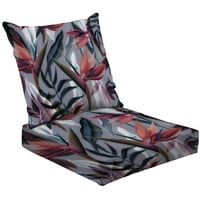2-dijelni duboki jastuk za sjedenje set bešavne tropske cvijeće i listova vanjska stolica sa čvrstim