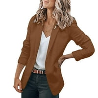 Dugi kaput Ženske dame Modni casual Solid Boja dugih rukava Stil Stil Mala jakna Visoki vuneni kaput žene Poliester, Spande Brown XL