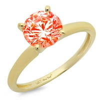 2. CT sjajan okrugli rez simulirani crveni dijamant 14k žuti zlatni pasijans prsten sz 9.25