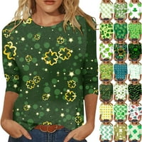 MLQIDK Summer rukav majica St. Patricks Days Slikanje uzorak TOP za žene Tri četvrtine rukava s pulover