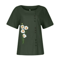 Ženske vrhove Ženske bluze s kratkim rukavima Modni grafički print T-majice Crew vrat Ljeto Tunika Tee Green XL