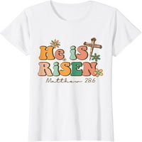 Žene je porastao sretan Uskršnji hrišćanski Krist Isus Bible Verse majica Graphics Casual okruglih majica iz vrata Bijeli tee