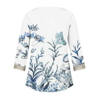 Dressy vrhovi za žene Modni ženski ljetni V-izrez za rukav Ispis Ležerne prilike majice Bluze Ženske bluze na klirensu