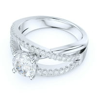 Sterling srebrni ženski prsten sa 1CT simuliranim okruglim dijamantima Crossover beskonačno upleteni