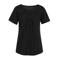 Žene, Ležerne prilike nakratko natopljeni tunici Ljetni trendi čipkasti okrugli vrat majice Majice Labavi