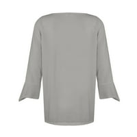 Feternalwomentov vrhovi labavi povremeni V-izrez punog boja za spajanje u boji sa sedam točaka majica s rukavima Dressy Bluze za žene