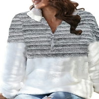 Keeccty Womens Radni odjeća Pulover u boji Blok za šivanje zip dugih rukava nejasne majice