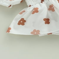 Calsunbaby Toddler Kids Girls Cvijet Print Ruffles Ljetna haljina s dodatkom za glavu 1-5t
