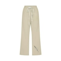 Sayhi nove ženske pantalone Udoban solidan elegantni pamučni casual labavi ravni džep lagani prozračni hlače