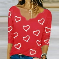 Ženski kratki rukovi Tors Ženske majice Veliki dugi top bluza Žene Ispiši asimetrična srca vrata majica