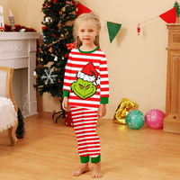 Smiješna obitelj Pajama, Božićne pidžame MENS-GREENL GREEN Wonster sa božićnim šeširima uzorak i zelene bijele pruge