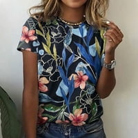 Žene Retro vrhovi Casual modni okrugli vrat Labavi majica kratkih rukava O-izrez postrojenje za tinejdžere za žene