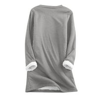 Košulje s dugim rukavima Lindreshi za žene Ženski džep za okrugli izrez zadebljani plišani topljivi