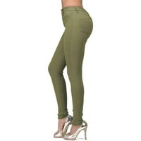 Ženske pantalone Ženske noge Male modne traperice Boja ravno bačva visoka struka hlače vojska zelena