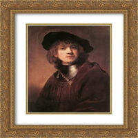 Rembrandt Matted Gold Ornate uokvirena umjetnička štampa 'samoport-portret kao mladić'