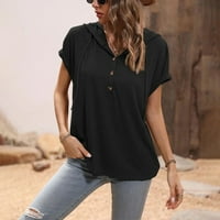 Ljetne esencijalne osnove Otemrcloc ženska ljetna modna čvrsta boja labav kapuljač majica s kratkim