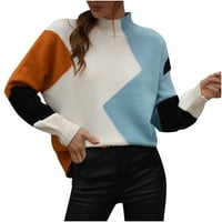 Loopsun džemperi za žene prevelizirani džemperi za žene modne dugih rukava okrugli vrat Boja podudaranja