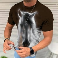 Zermoge majice za muškarce plus veličine Clearence Horse Retro 3D ispis okruglog vrata s kratkim rukavima