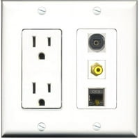 Riteav - AMP utičnica RCA žuta luka zaštićena mačka Ethernet Ethernet port toslink ukrasna zidna ploča