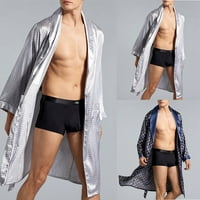 Muški saten silk luksuzni pidžami kimono ogrtač ogrtač za preljev od pliwn pjs loungewer srebrno sivo