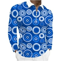 Muške košulje - Print Collared Casual Bluze Polo majice Dugi rukav, za proljeće jesen plave s