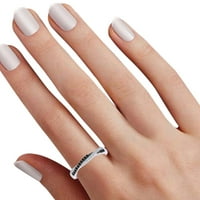 Carat okrugli crno-bijeli prirodni dijamantski vjenčani prsten u 10K pune bijele zlatne prstene veličine-6