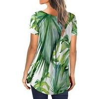 CACOMMARK PI Ljetni vrhovi za žene čišćenje Žene Ležerne prilike V-izrez Sakrij trbuh kratkih rukava Majice Slatka tokava tunika Bluze zelena