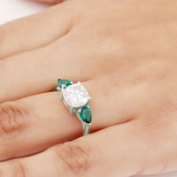 CT Moissinite i stvoreni Emerald Trilogy zaručnički prsten, 14k bijelo zlato, US 5,00