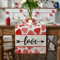 Tohuu Love Crvena srčana stolna trkač Sweet Heart Valentines Day Decorations Farmhouse Godišnjica vjenčanja