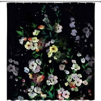Crna cvjetna tuš zavjesa Vintage cvijet elegantan romantični cvijet jarkog proljeća jedinstveno tisak