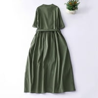 CAVEITL Ljetne haljine, modne žene seksi rukave bez leđih čipke patchwork večernje duge haljine zelena, xl