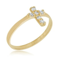 10k žuto zlato simulirani dijamant CZ križni prsten, veličina - veličina 3