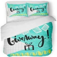 Posteljina set Giveaway Word i Bo za društvenim medijima Natječajci četkice na razigranom dvostrukoj veličini prekrivača sa jastukom za kućni posteljina ukras