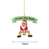 Jednostavan za obježenje božićne ukrase Božićni ukras s vrpcom Božićni drveni viseći ukras sa zvonima Santa