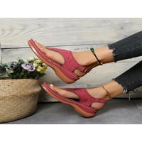 Crocowalk Lady Sandale Roman Style Flip Flop Otvorena cipela za cipele Ženski Thong Sandal Dnevno prozračno klino vino crveno 6,5