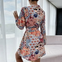 Haljine za žene s dugim rukavima za tisak cvjetni uzorak V-izrez Midi fit i flare Y2K moda Elegantni
